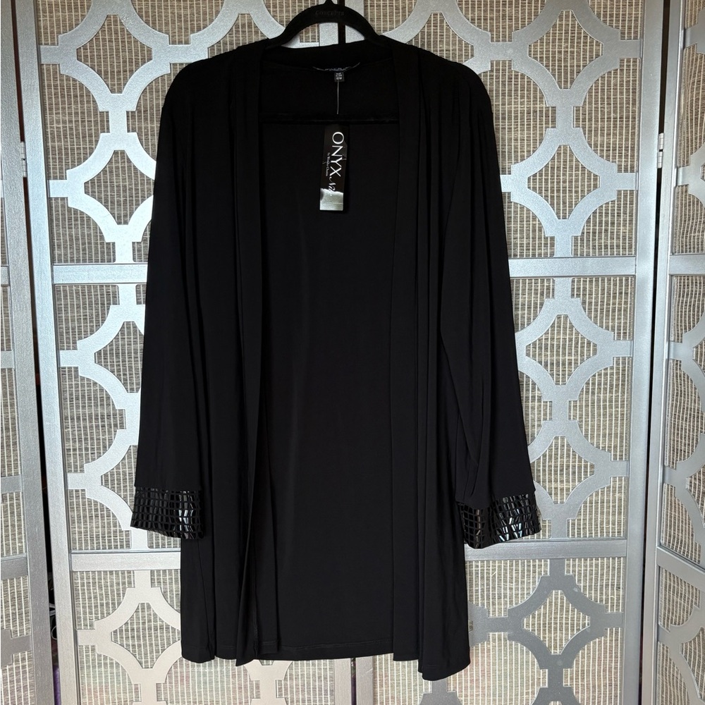 NWT Onyx Nite Black Long Open Front Cardigan